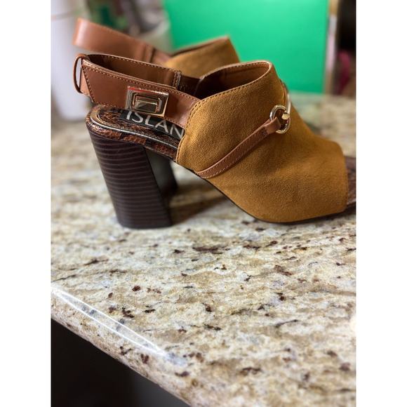 River Island patent chunky chelsea Open Toe boot in tan Slingback Size 5 - Picture 5 of 11